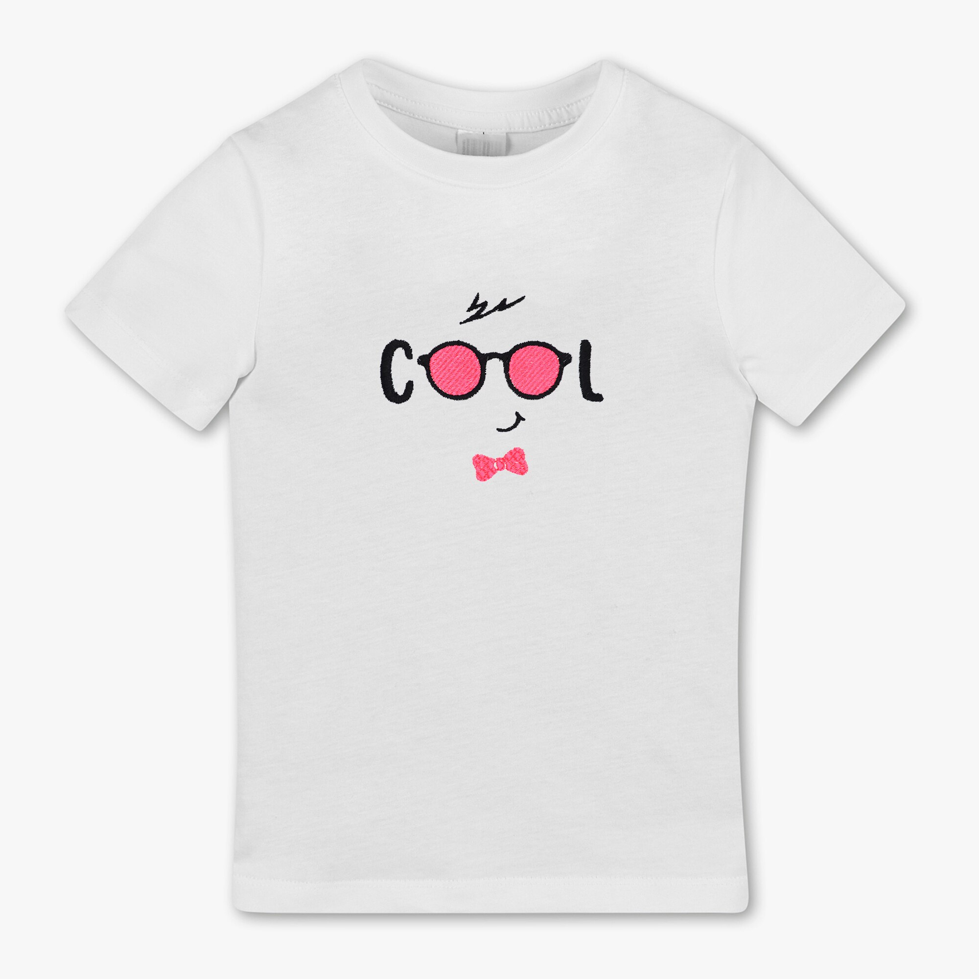 Tricou copii, LWS, bumbac organic, model ochelari cool, Alb