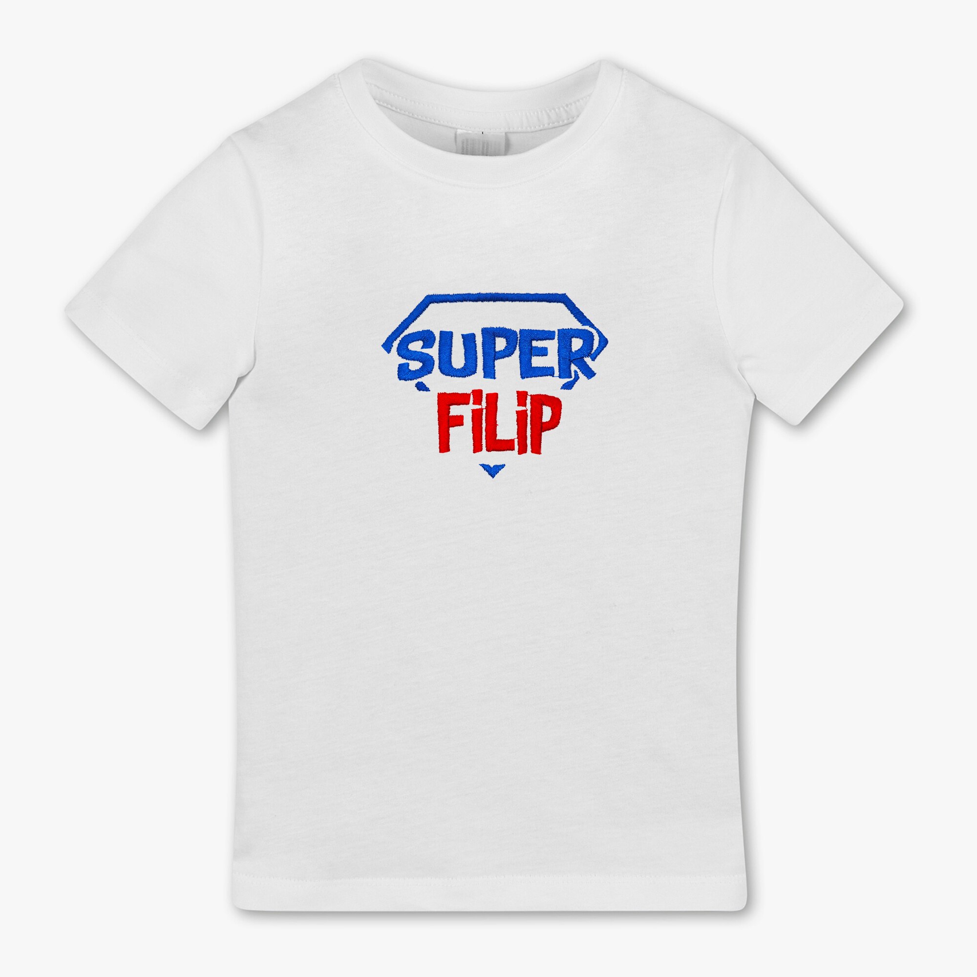 Tricou copii, LWS, bumbac organic, model super erou Filip, Alb
