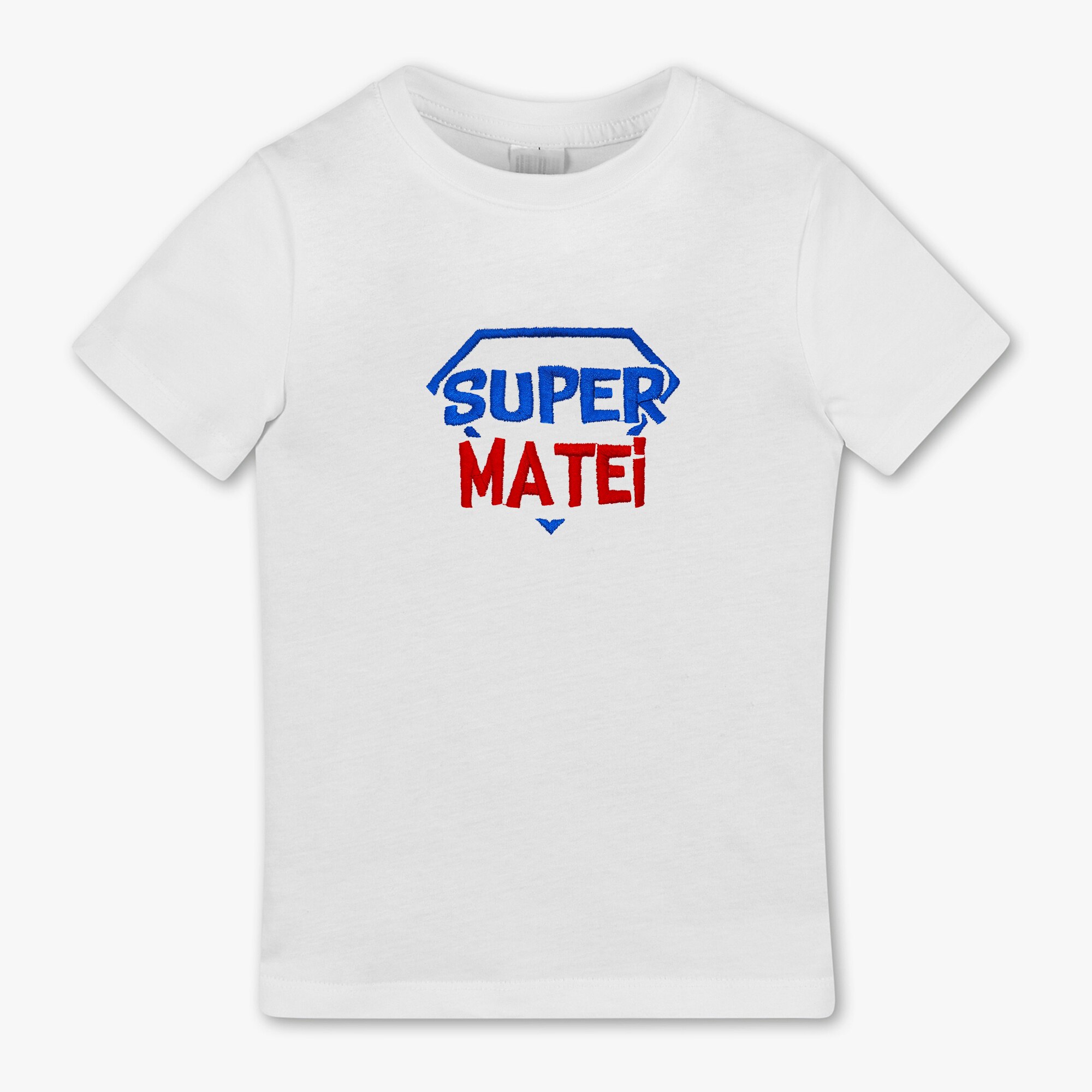 Tricou copii, LWS, bumbac organic, model super erou Matei, Alb