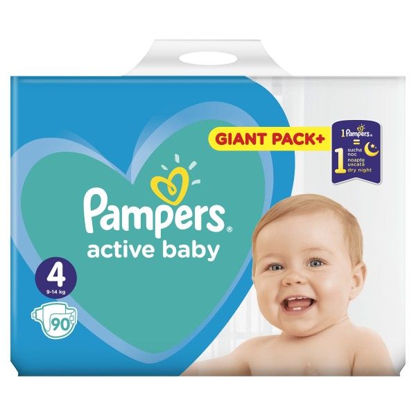 Tick allowance pest Scutece copii Pampers Active Baby Nr 4 maxi 9-14 kg 90 buc Albastru -  eMAG.ro