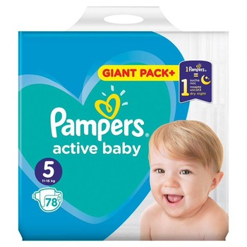 Scutece copii Pampers Active Baby Nr 5 junior 11-16 kg 78 buc Scutece copii Pampers Active Baby Nr 5 junior 11-16 kg 78 buc
