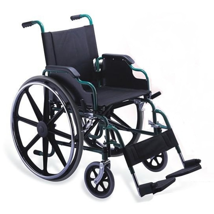 Scaun cu rotile din otel, pliabil, sezut 46 cm, 100 kg