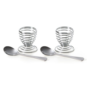 Set 2 suporturi pentru oua si 2 lingurite, Color Life, Inox Set 2 suporturi pentru oua si 2 lingurite, Color Life, Inox