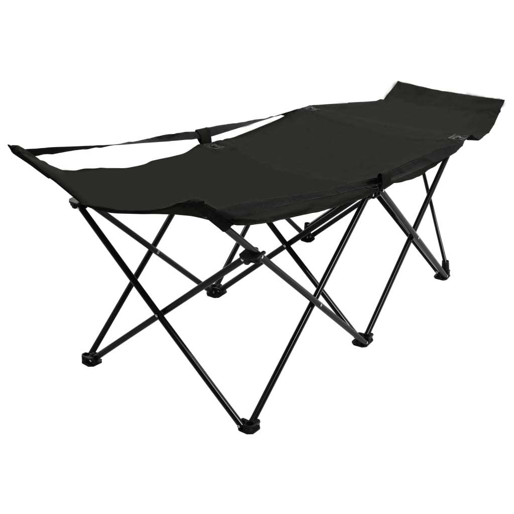 Sezlong pliabil vidaXL, Tesatura, 180 x 60 x 45 cm Negru