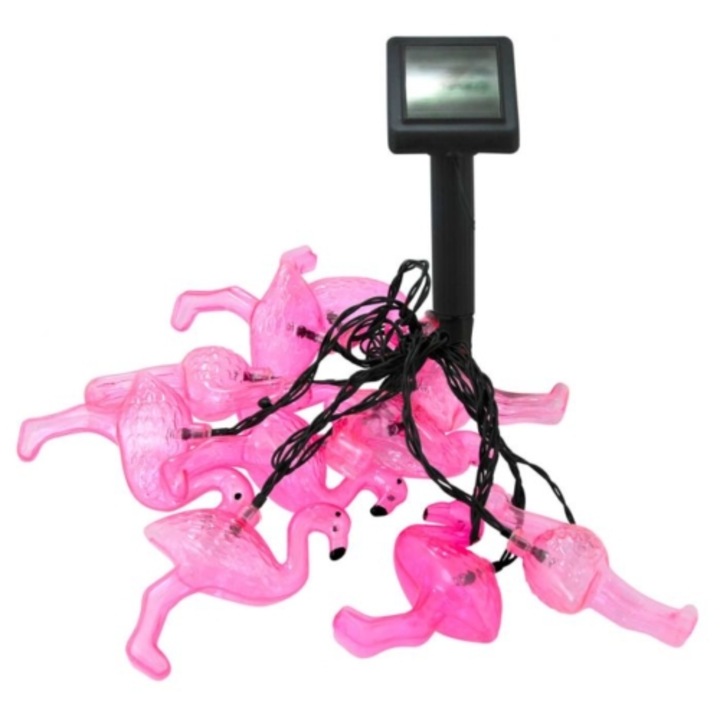 Sir de lumina LED de gradina Flamingo cu energie solara, 10 LED-uri