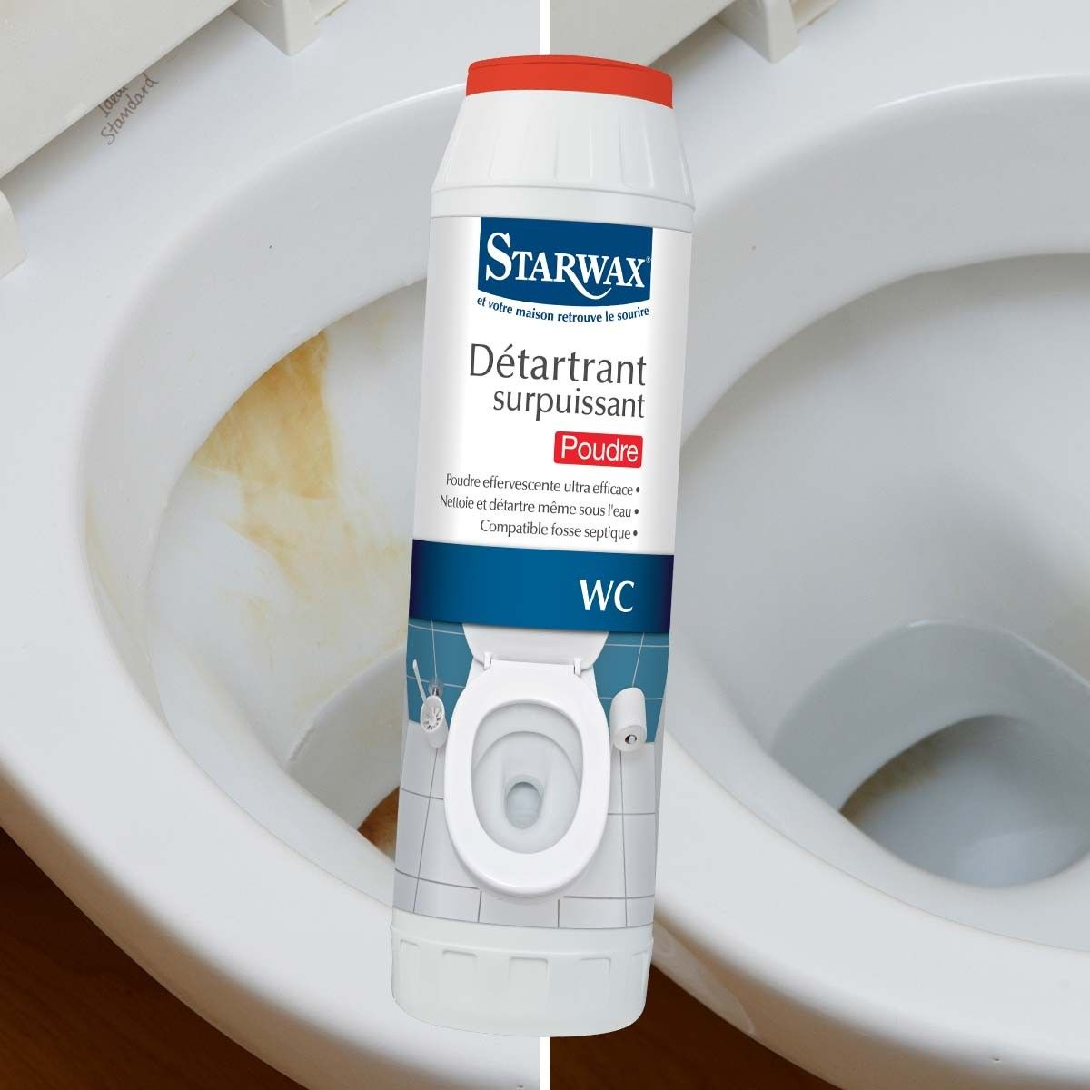 Pudra efervescenta curatare si detartrare toaleta - Starwax, 1 kg