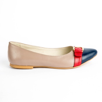 Balerini,TUNGUS, din piele naturala multicolora cu catarama ornamentala, Bej/Rosu/Bleumarin Balerini,TUNGUS, din piele naturala multicolora cu catarama ornamentala, Bej/Rosu/Bleumarin