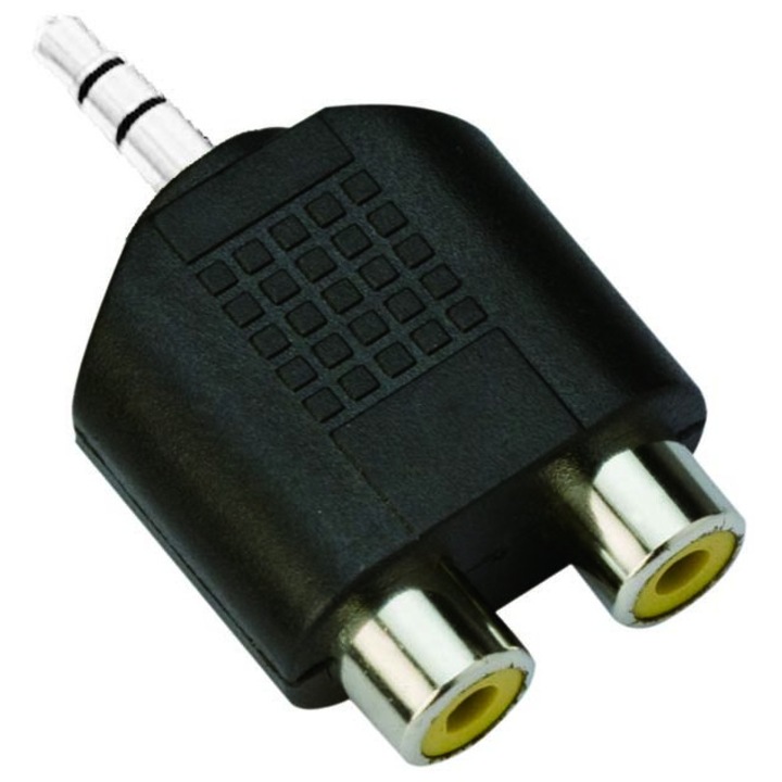 Адаптер VCOM 3.5mm Stereo M / 2x RCA F, черен