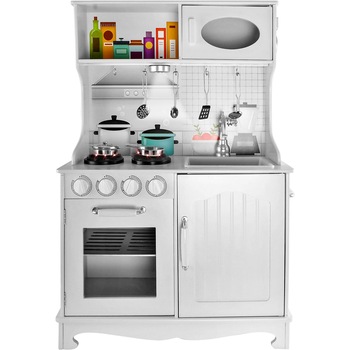 Bucatarie din lemn, chiuveta, aragaz, rafturi, 66x97.5x30 cm, Iso Trade, Alb Bucatarie din lemn, chiuveta, aragaz, rafturi, 66x97.5x30 cm, Iso Trade, Alb