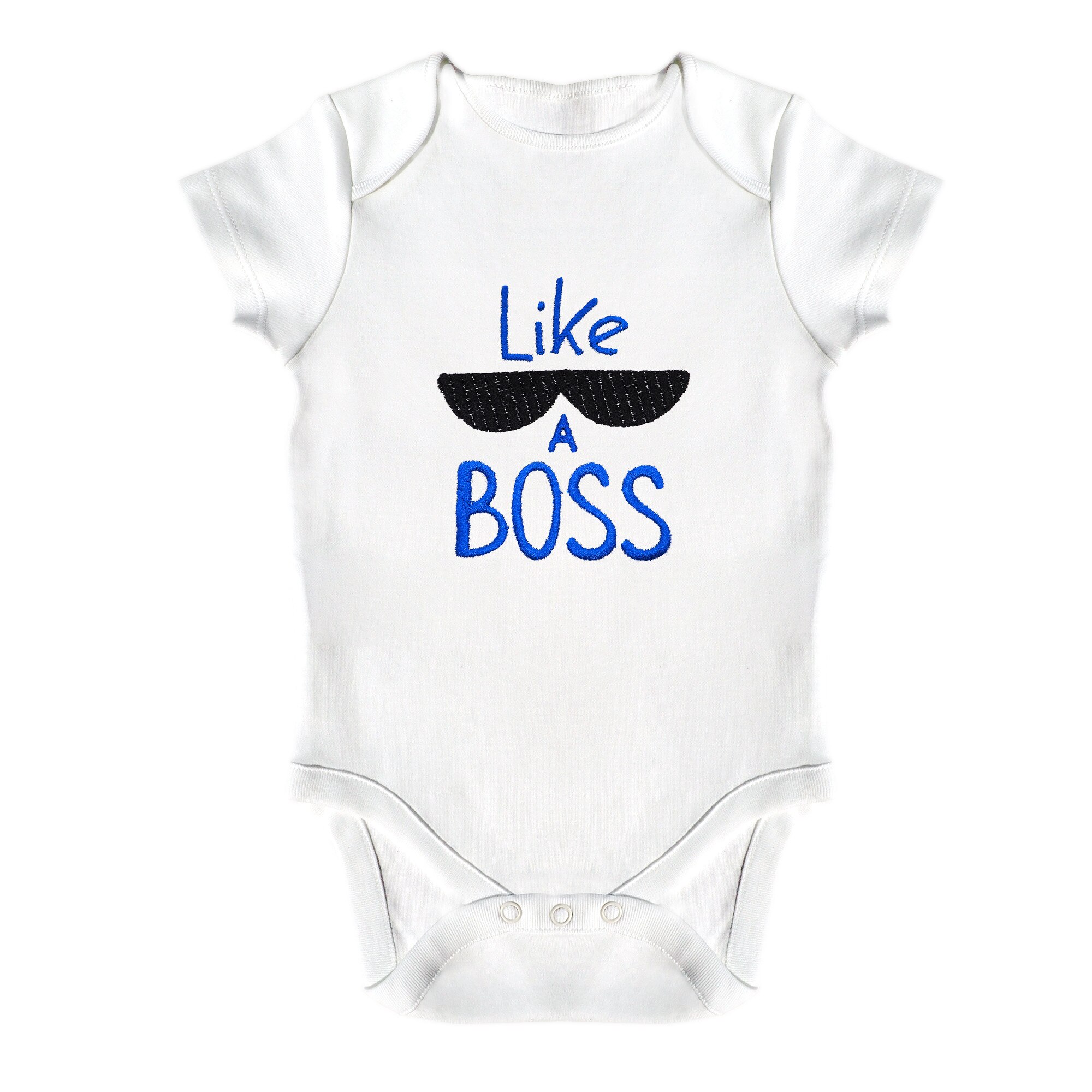 Body bebe, LWS, bumbac organic, brodat, model Like a Boss, Alb