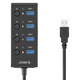 USB 3.0 Orico 4xUSB хъб, 4 бутона със светодиоди, черен