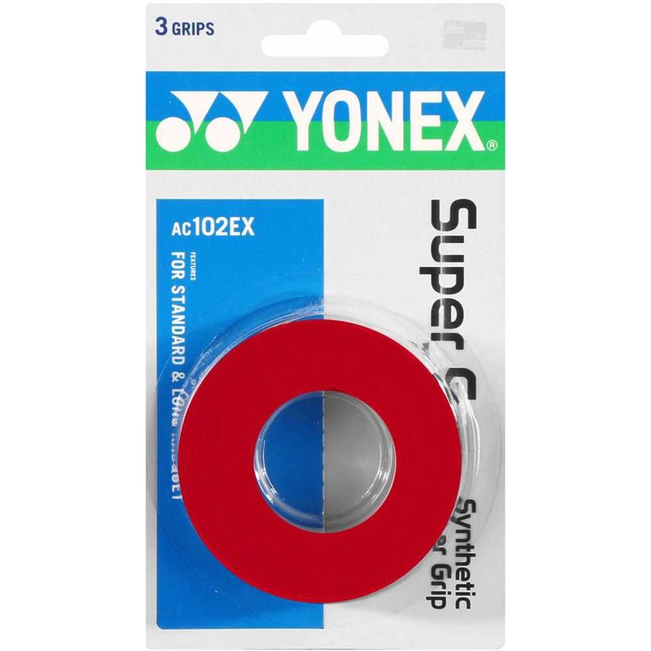 Overgrip Yonex Super Grap AC102EX, set 3 bucati, culoare rosu inchis (wine red)