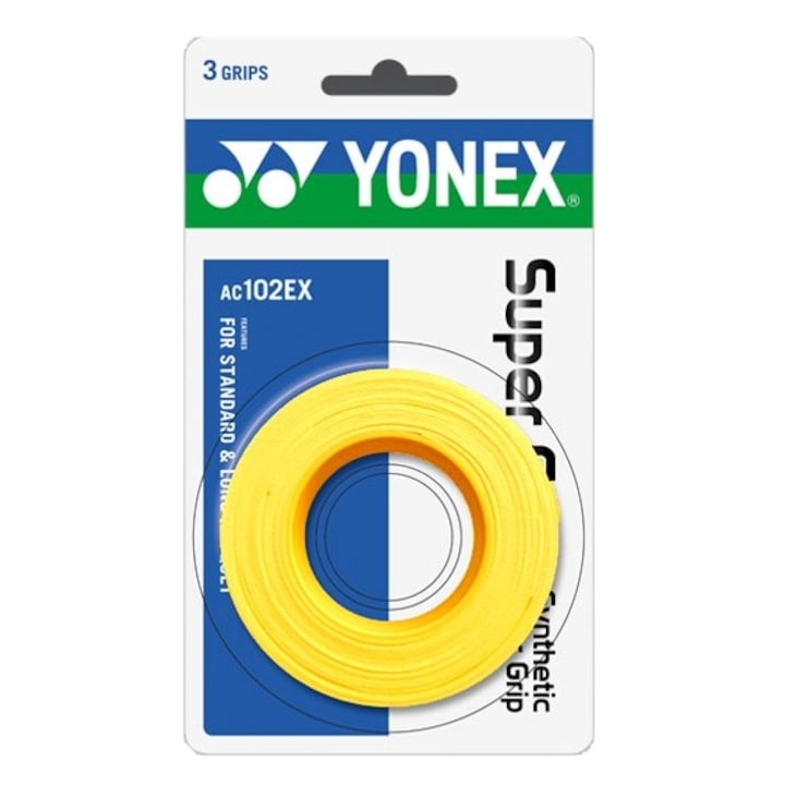 Overgrip Yonex Super Grap AC102EX, set 3 bucati, culoare galben (yellow)