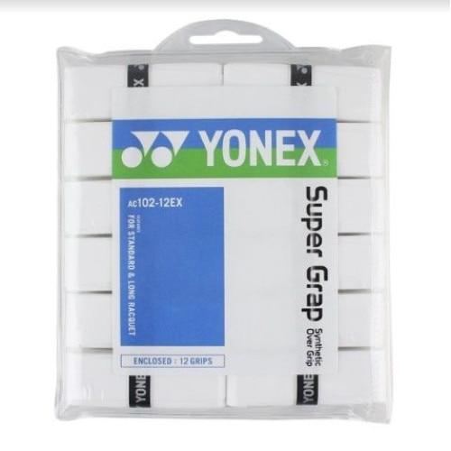 Overgrip Yonex Super Grap AC102-12EX, set 12 bucati, culoare alba (white)
