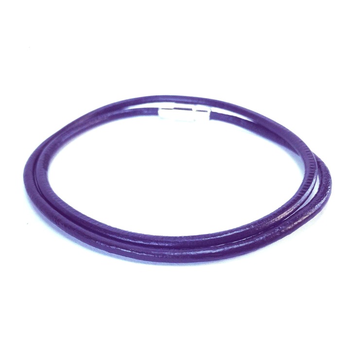 Bratara unisex, Goana, 100% Piele Naturala, Maro, Magnet X2