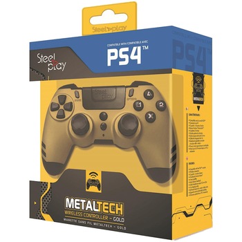 Controller Metaltech Wireless Steelplay, Gold pentru PC, PlayStation 3 si PlayStation 4 Controller Metaltech Wireless Steelplay, Gold pentru PC, PlayStation 3 si PlayStation 4