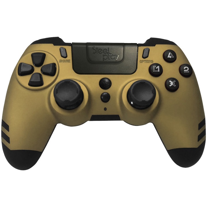 Контролер Metaltech Wireless Steelplay, Gold за PC, PlayStation 3 и PlayStation 4
