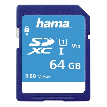 Card de memorie Hama SDXC, 64GB, Clasa 10, UHS-I 80MB/s Card de memorie Hama SDXC, 64GB, Clasa 10, UHS-I 80MB/s