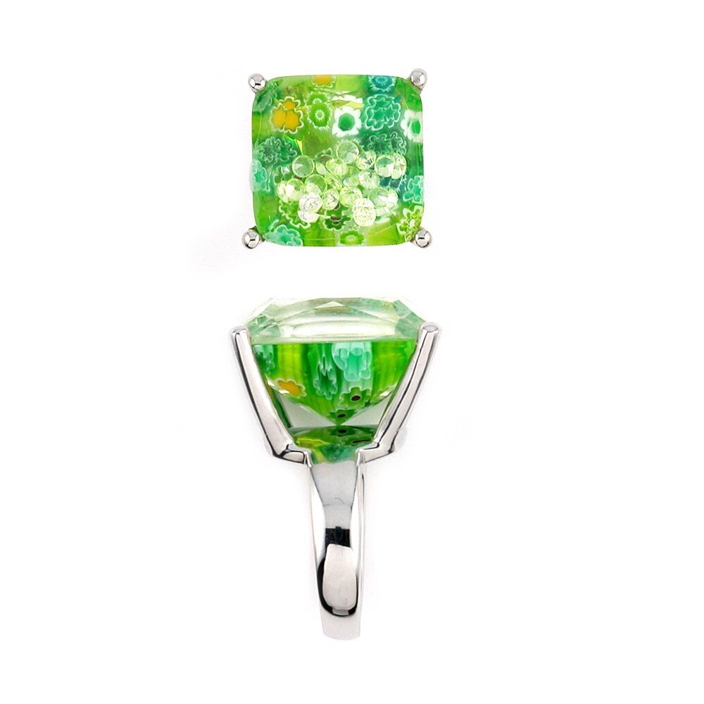 Inel argint cu sticla de Murano si zirconii plutitoare BeSpecial ISX0282 Argint 925 fara nichel, rodiat, sticla de Murano si zirconii