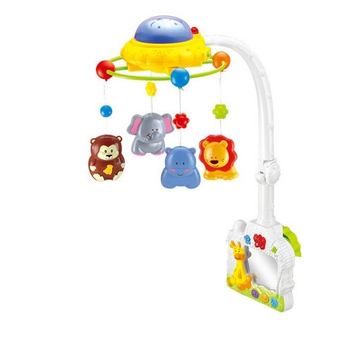 Carusel muzical cu proiector si telecomanda Wild Friends