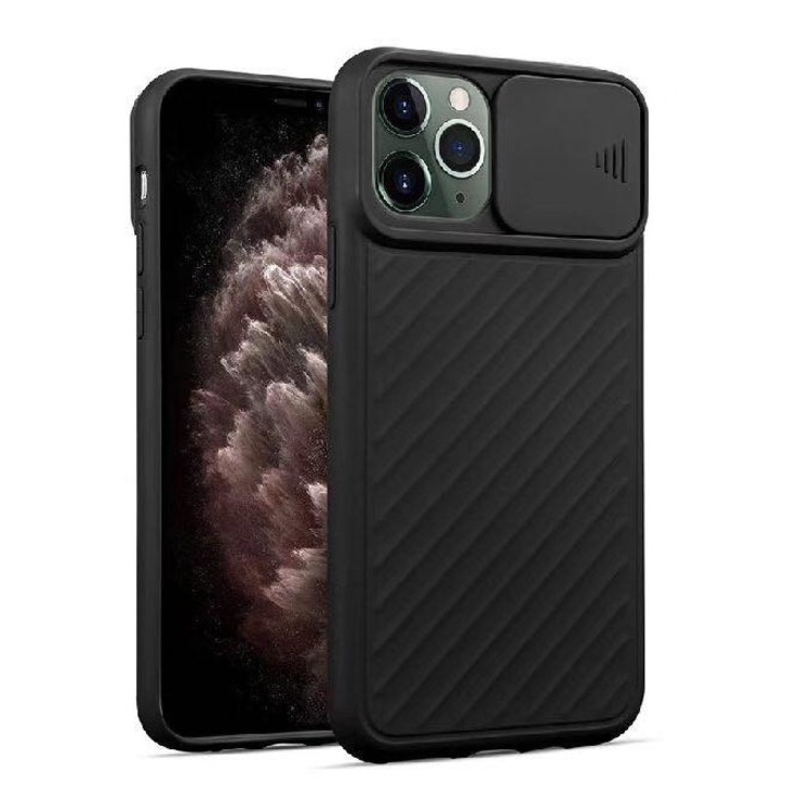 iPhone 11 Pro tok, SILKASE, kamera adatvédelem, szilikon, fekete színű