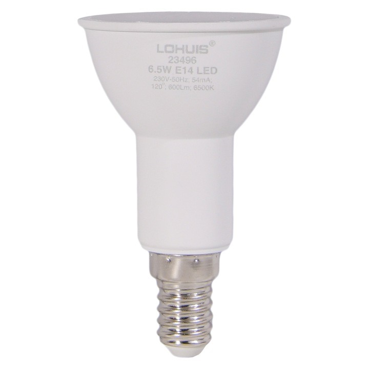 Bec LED LOHUIS, forma spot, E14, 6.5W, 30000 ore, lumina rece