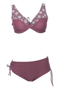 Costum de baie din doua piese, fara burete, Lux, Unic in Romania, Intimamoda, Model floral, OT93, bordo/alb Costum de baie din doua piese, fara burete, Lux, Unic in Romania, Intimamoda, Model floral, OT93, bordo/alb
