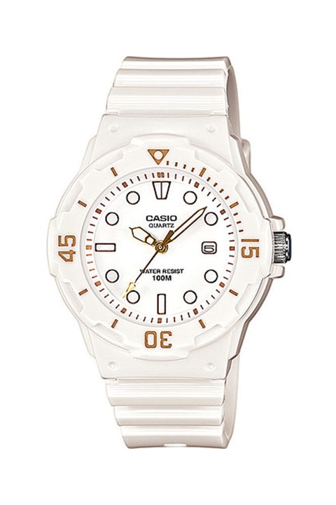 Casio, Аналогов часовник с каишка от смола, Бял