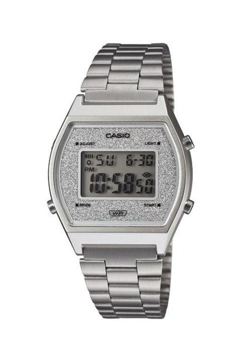 Casio, Унисекс часовник с хронограф и лъскав циферблат, Сребрист