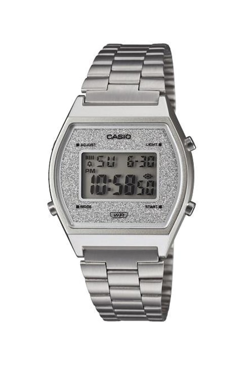 Casio, Többfunkciós uniszex chrono karóra csillámos számlappal, Ezüstszín