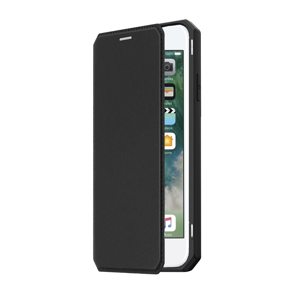 Husa Flip Skin din Piele PU OptimProtection Ultra Protect pentru iPhone 8, Negru