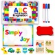 Set 253 piese cu litere alfabet si cifre magnetice, 1 tabla magnetica cu doua fete si cutie de depozitare, jucarii educative pentru copii de 3,4,5,6,7 ani