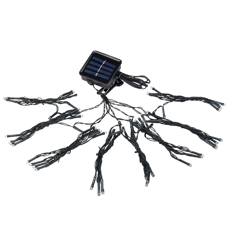 Ghirlanda solara umbrela, 72 LED-uri, 8 segmente cu lungime 1.45 m, alb rece, 2 moduri iluminare, IP44