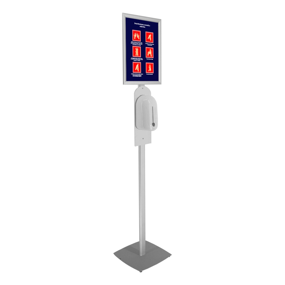 Stand JJ DISPLAYS pentru dezinfectare maini, cu dozator automat, alb, 1100 ml
