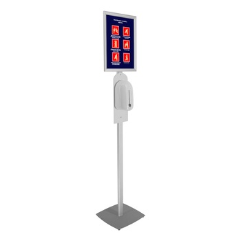 Stand JJ DISPLAYS pentru dezinfectare maini, cu dozator automat, alb, 1100 ml Stand JJ DISPLAYS pentru dezinfectare maini, cu dozator automat, alb, 1100 ml