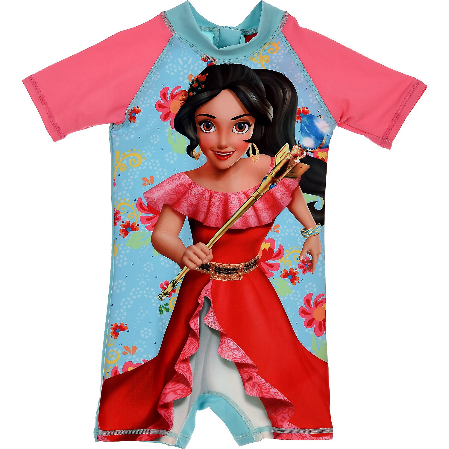 Costum de baie UV cu maneci scurte si fermoar Elena din Avalor SunCity ER1931 B360650, Albastru