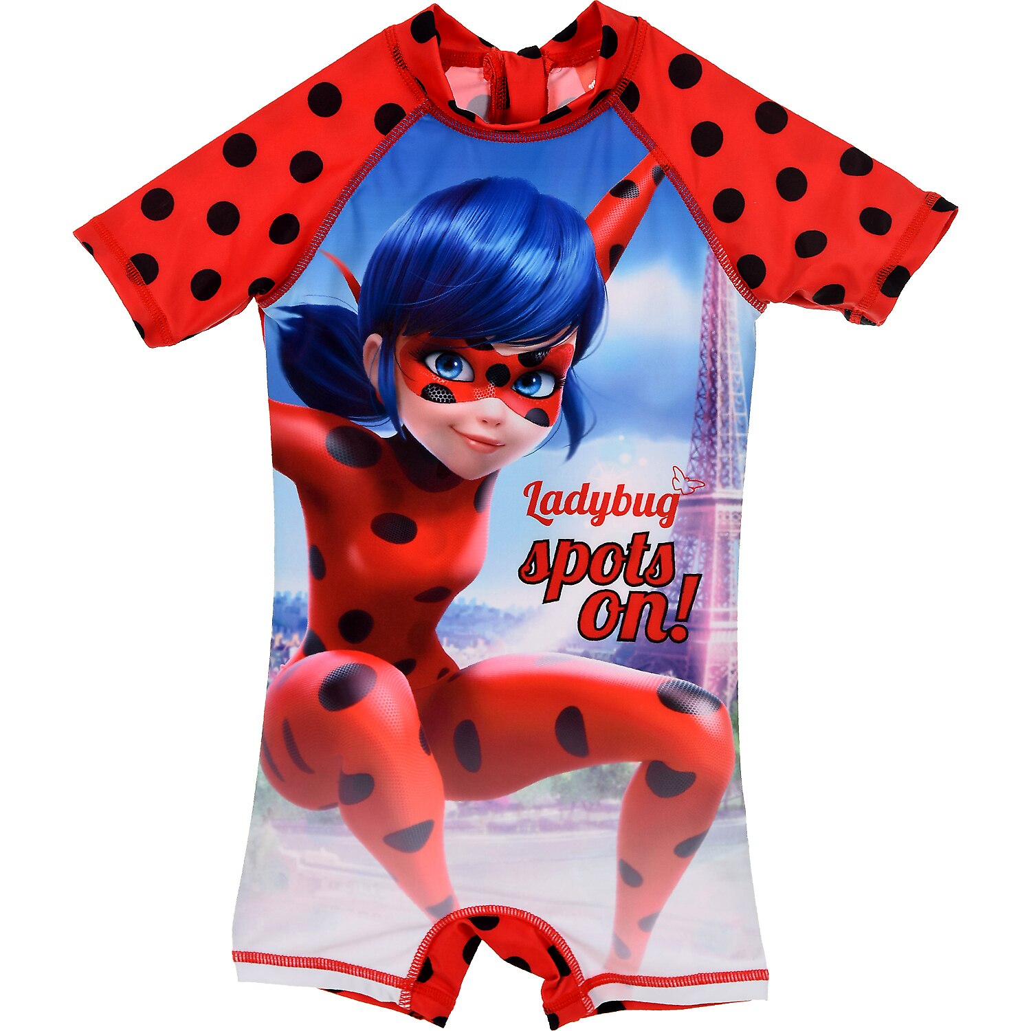 Costum de baie UV cu maneci scurte si fermoar LadyBug SunCity SE1915 B360651, Rosu