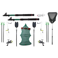 Set complet pescuit format din 2 x (lansete, mulinete, seturi suporti, forface , senzori, swinger) ,1 (juvenic, minciog, racheta momit)