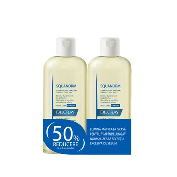 Set Ducray Squanorm Matreata Grasa 200ml, 2 buc Set Ducray Squanorm Matreata Grasa 200ml, 2 buc