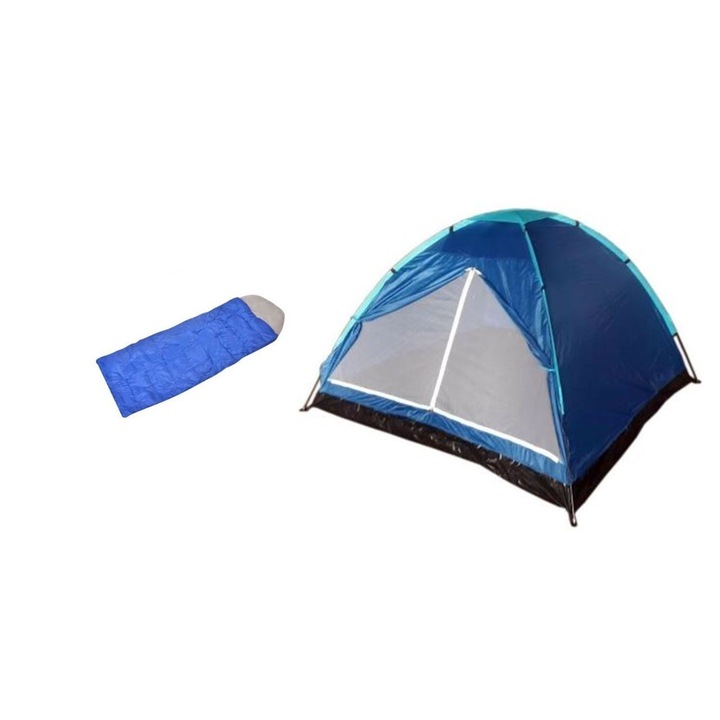 Set cort camping pentru 3 persoane cu 1 sac de dormit