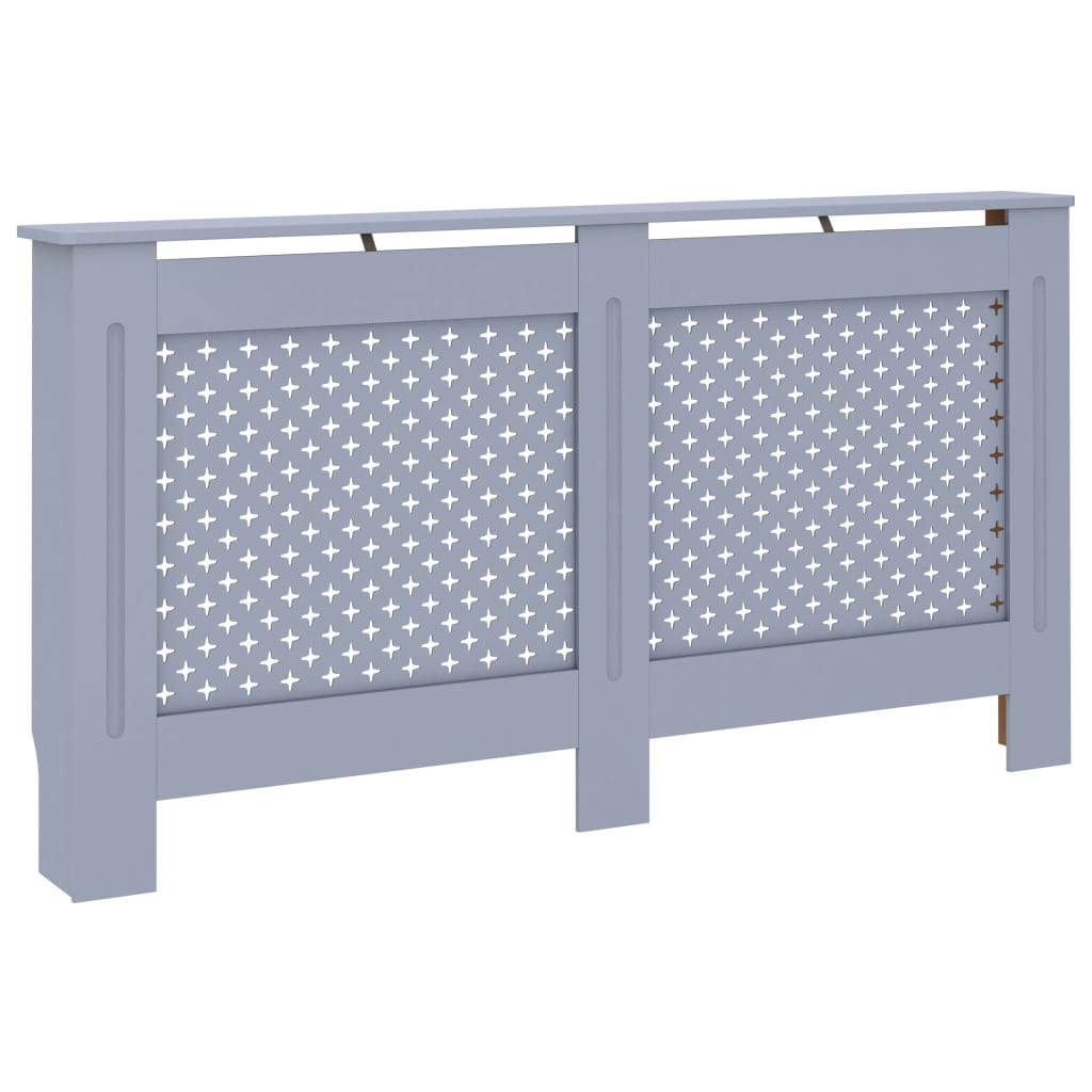 Set de 2 masti de calorifer cu model cruciulita vidaXL, MDF, 152 x 19 x 81 cm, Gri