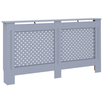 Set de 2 masti de calorifer cu model cruciulita vidaXL, MDF, 152 x 19 x 81 cm, Gri Set de 2 masti de calorifer cu model cruciulita vidaXL, MDF, 152 x 19 x 81 cm, Gri
