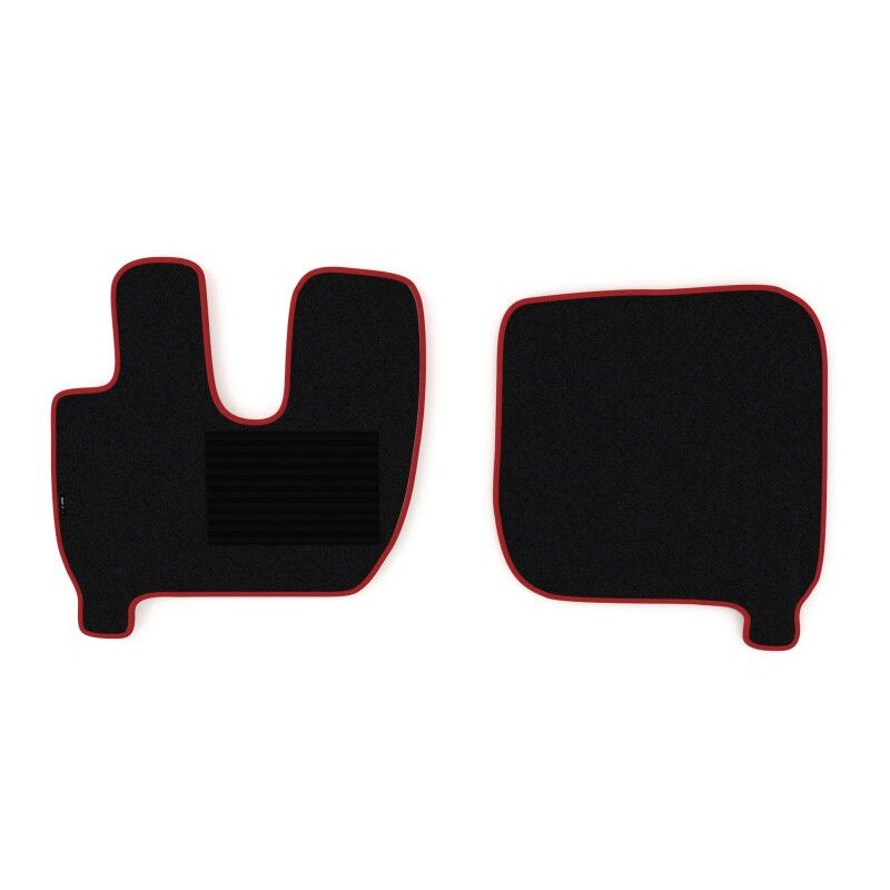 Set 2 covorase camion F-Core, velur, pentru IVECO STRALIS, cabina ACTIVE SPACE, 2002+, Negru - Rosu