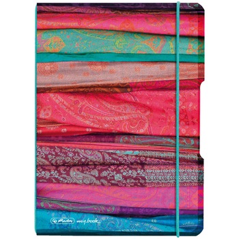 Caiet Herlitz, MyBook Flex, A5, 40f, 80 gr, patratele, coperta Scarfs, elastic turcoaz Caiet Herlitz, MyBook Flex, A5, 40f, 80 gr, patratele, coperta Scarfs, elastic turcoaz