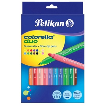 Set 12 culori Carioca Pelikan, colorella duo c407, Set 12 culori Carioca Pelikan, colorella duo c407,