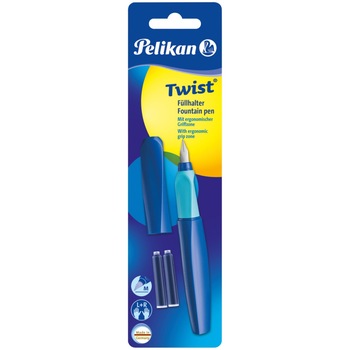 Stilou Pelikan, Twist deep blue, penita M, 2 rezerve albastre, blister Stilou Pelikan, Twist deep blue, penita M, 2 rezerve albastre, blister