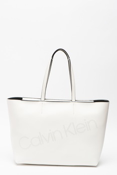 CALVIN KLEIN, Geanta shopper din piele ecologica, Alb CALVIN KLEIN, Geanta shopper din piele ecologica, Alb