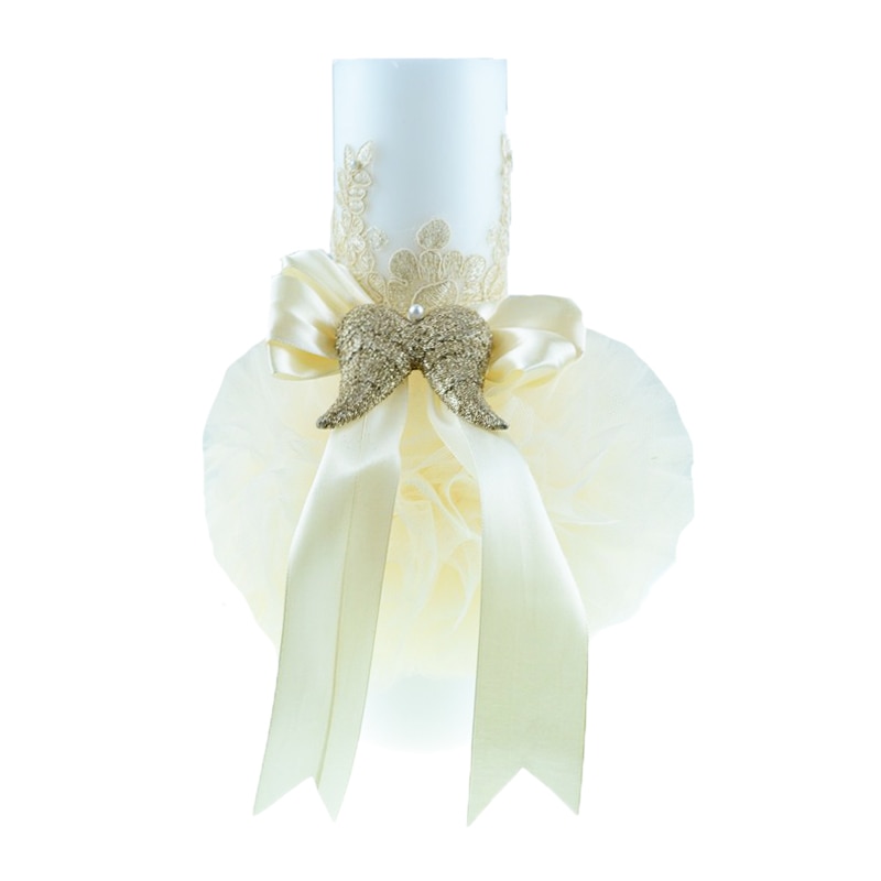 Lumanare pentru botez 30 x 7 cm NN LB-17, Crem