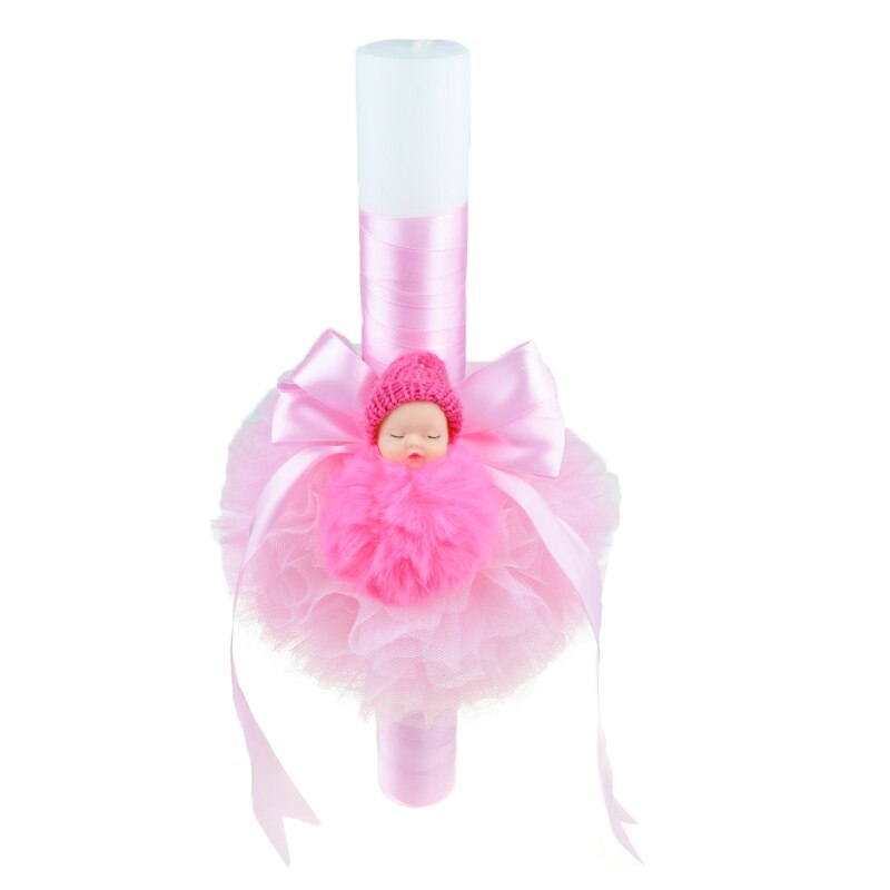 Lumanare pentru botez 40 x 7 cm NN LB-20, Roz