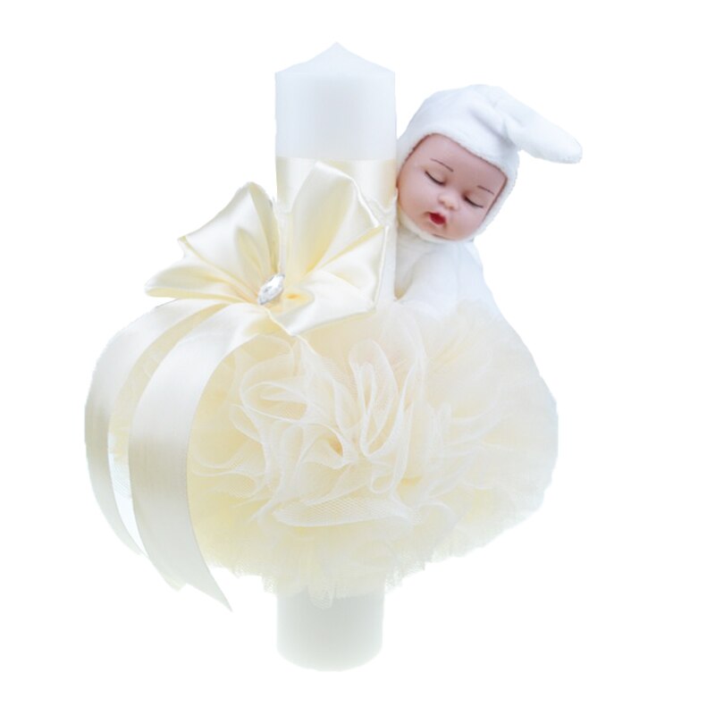 Lumanare pentru botez 30 x 7 cm NN LB-23, Crem